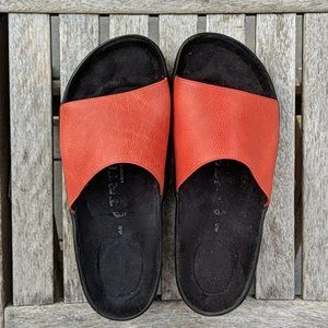 Birkenstock Tatami Red Leather Slide Sandals